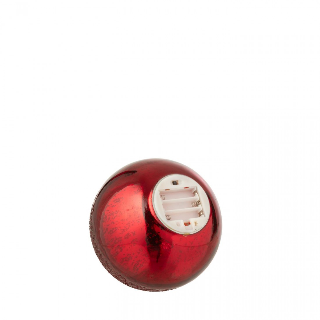 J-Line Set of 2 Crackle Glass LED Baubles, Christmas Red