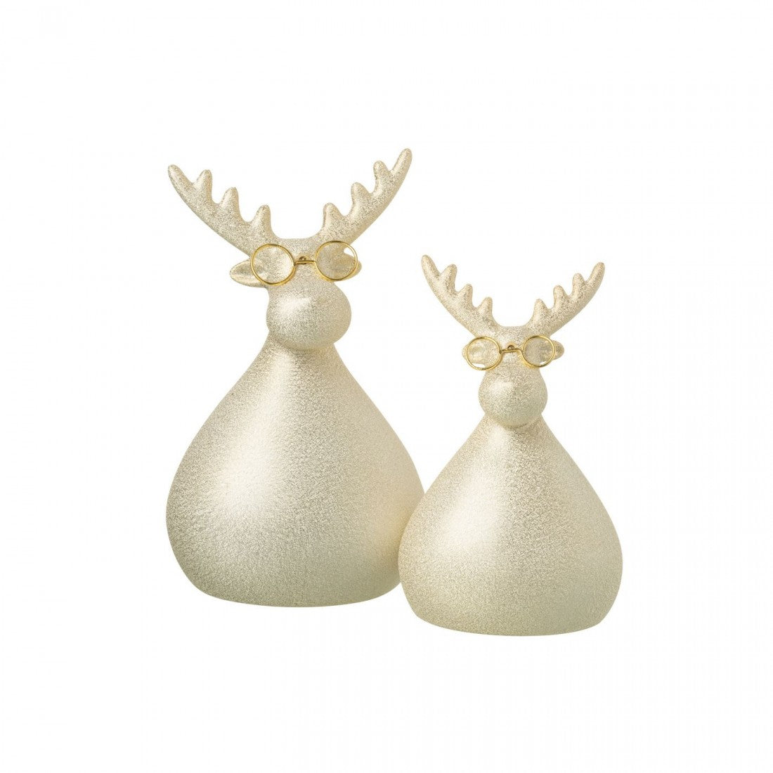 Reindeer Glasses Porcelain Gold-Colored Set of 2 J-Line