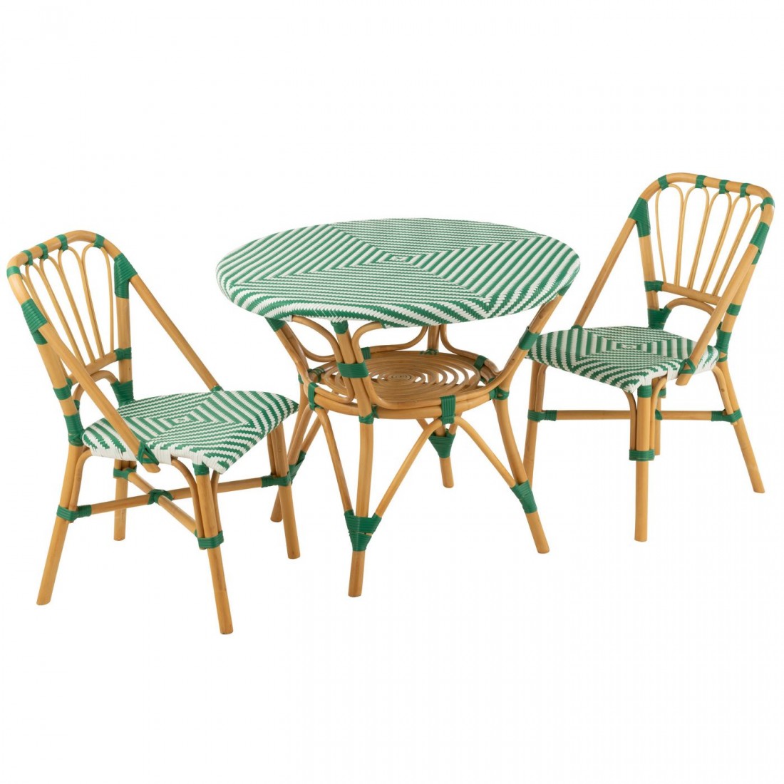 Dining Table Rattan Dark Green/White J-Line