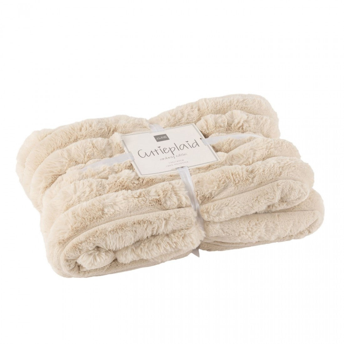 Large Beige Corduroy Polyester Throw 180cm x 130cm J-Line
