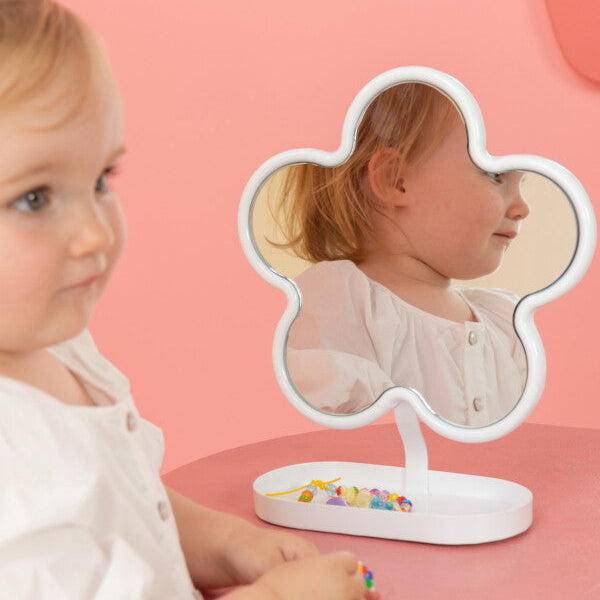 Table Mirror Flower Iron White J-Line