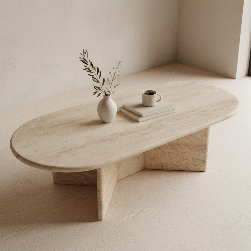 Travertine Coffee Table Oblong Raw Materials