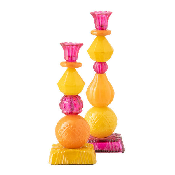 Candle Holder Glass Orange/Pink Small J-Line
