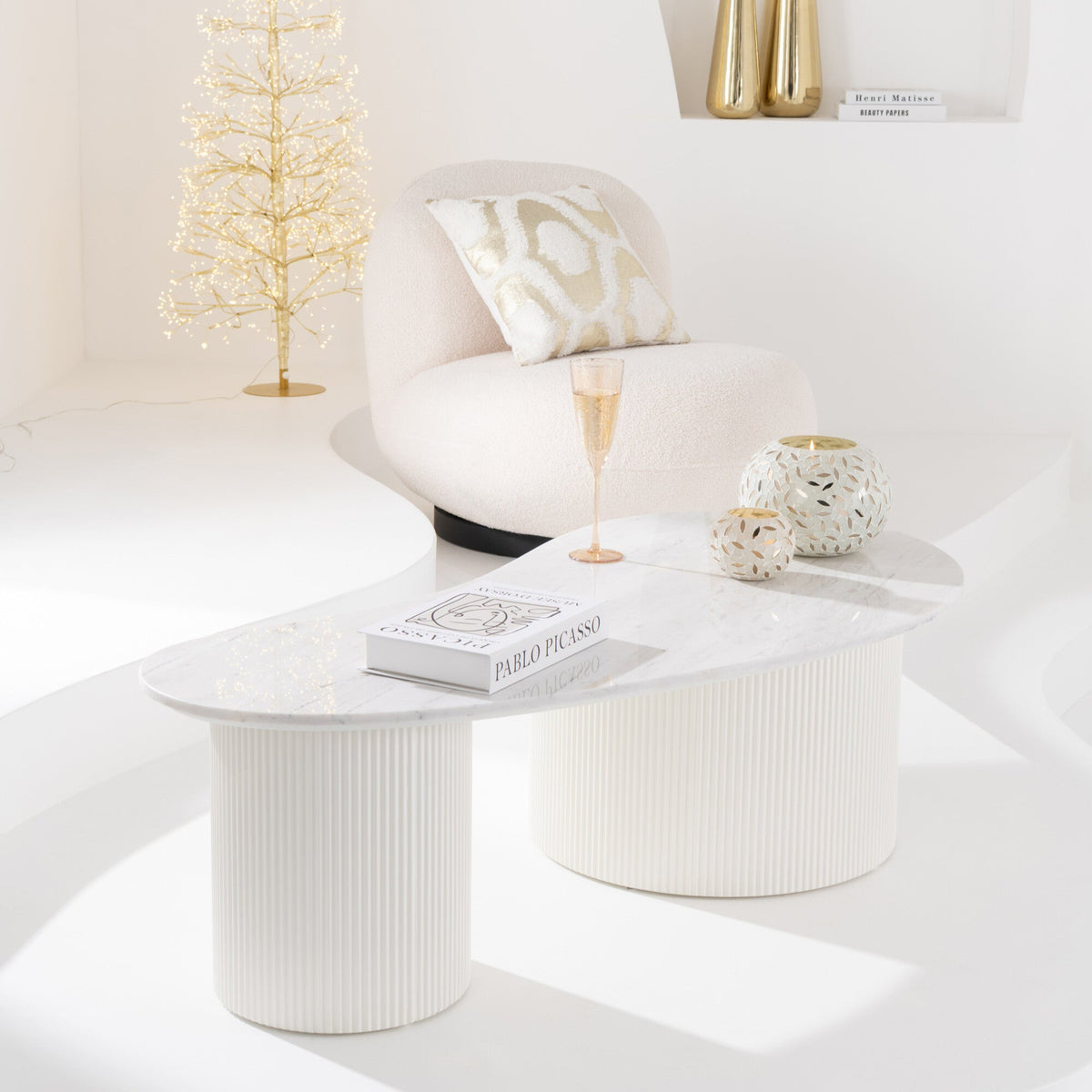 Salontafel Marmer Wit J-Line - Salontafel - J-Line - livinglovely.nl