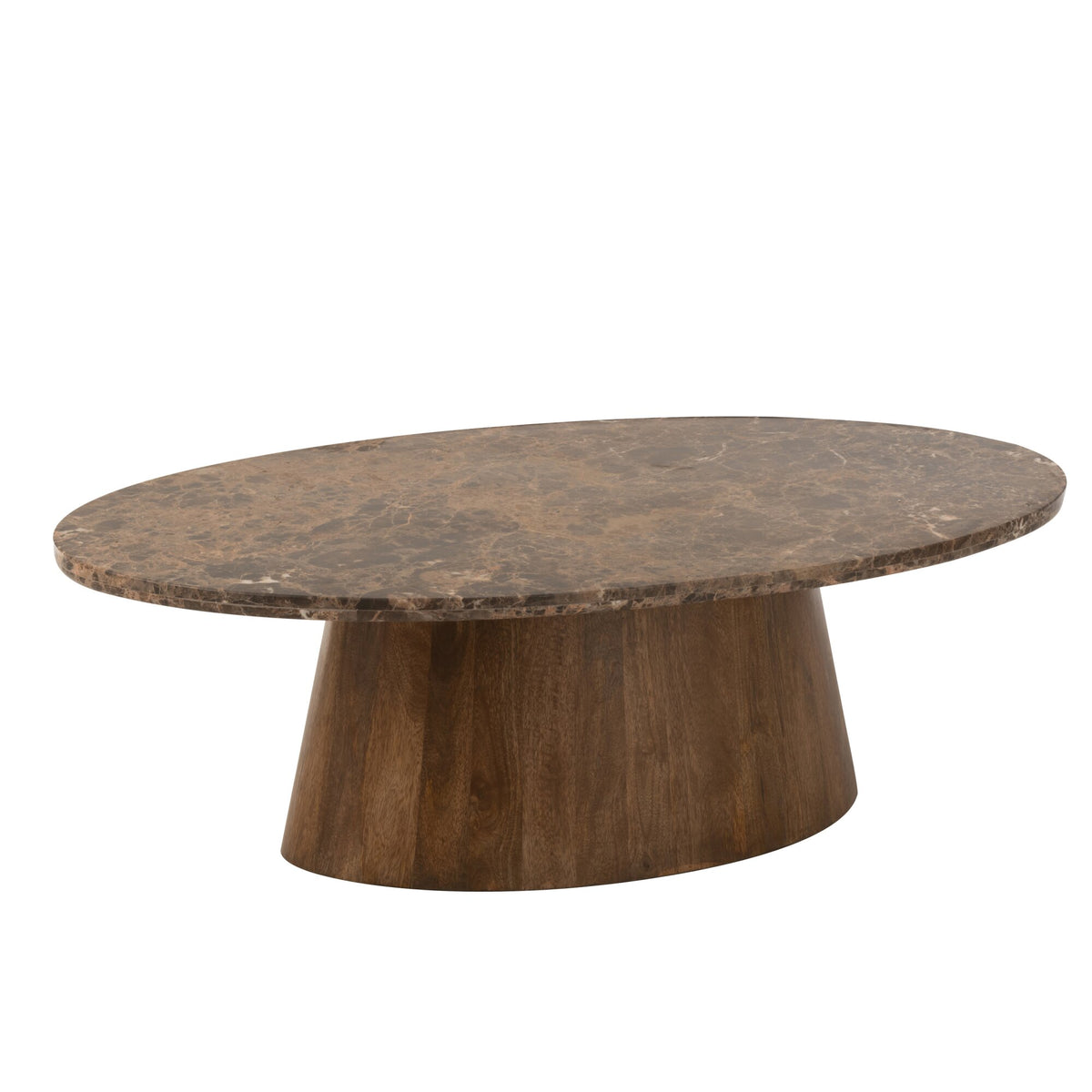 Oval Coffee Table Marble/Mango Wood Brown J-Line