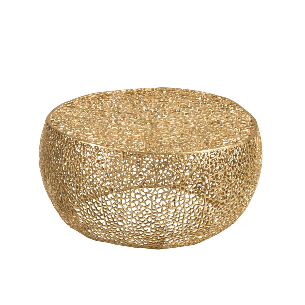 Coffee Table Round Coral Pattern Aluminum Gold J-Line