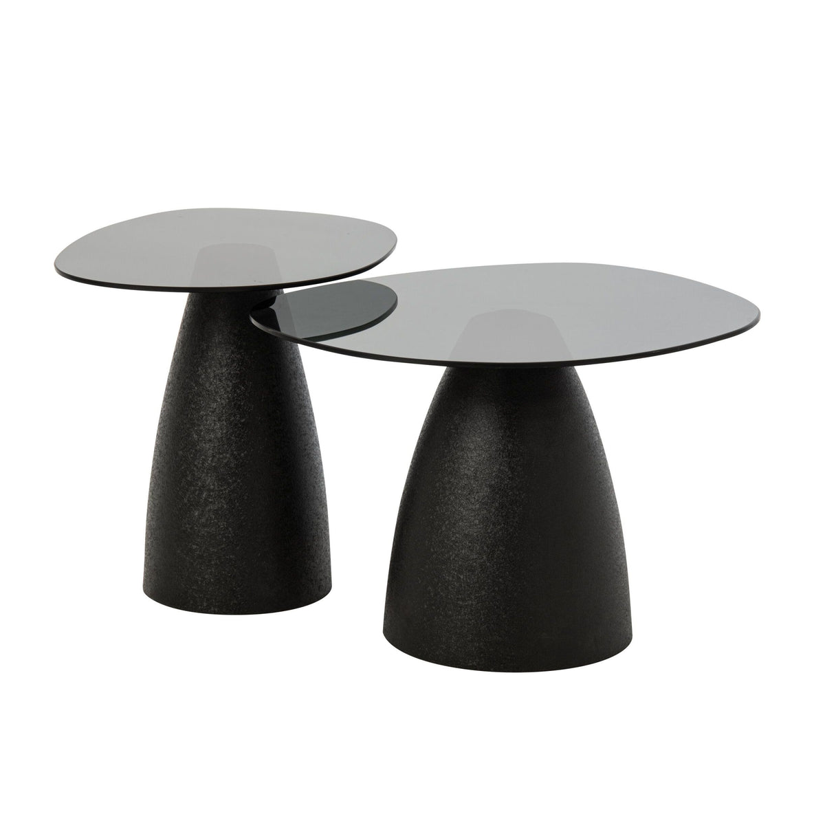 Coffee Tables Glass/Metal Black Set of 2 J-Line