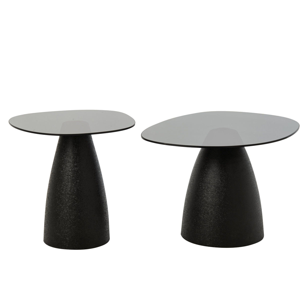 Coffee Tables Glass/Metal Black Set of 2 J-Line