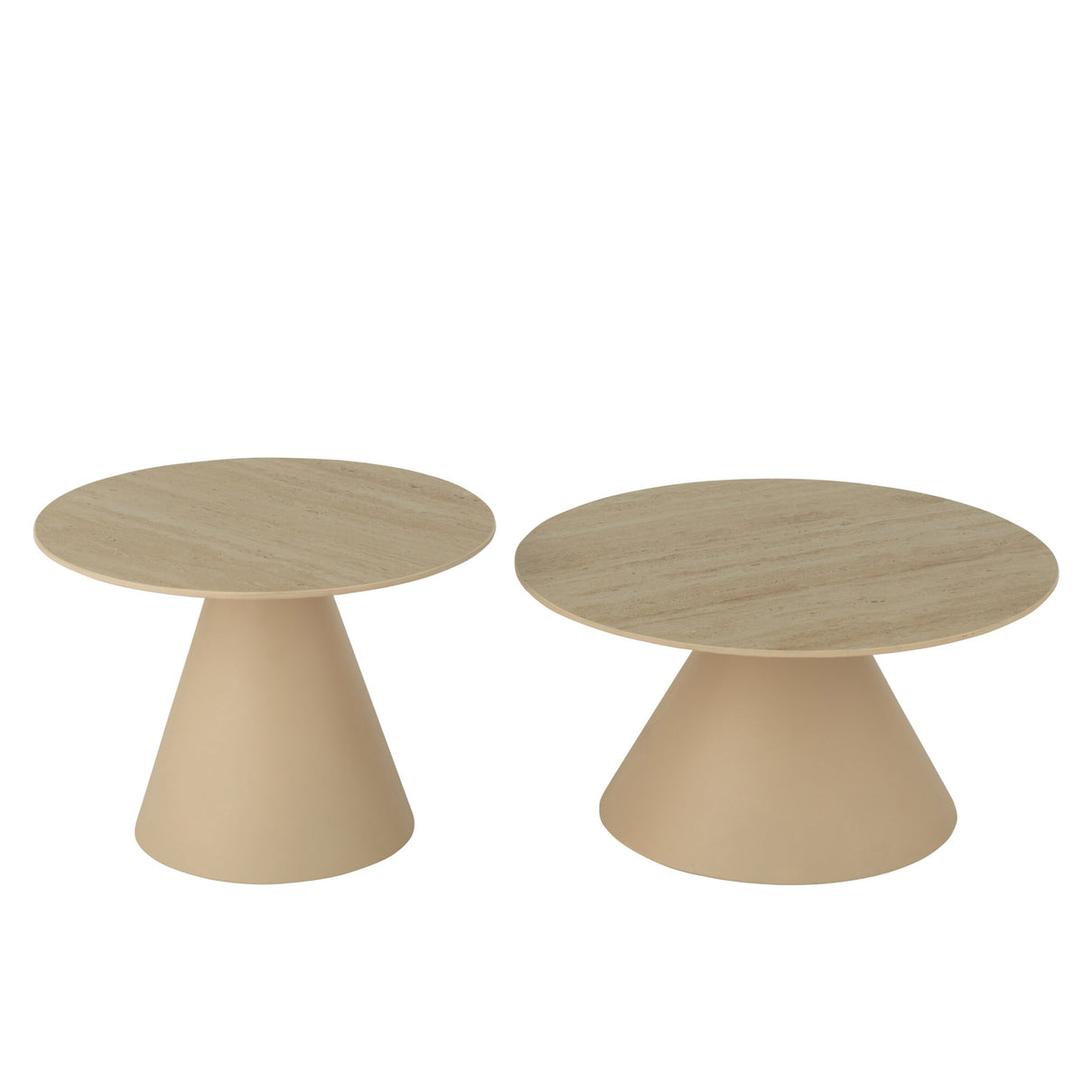 Set of 2 Cone Side Tables Iron Ecru/Beige J-Line