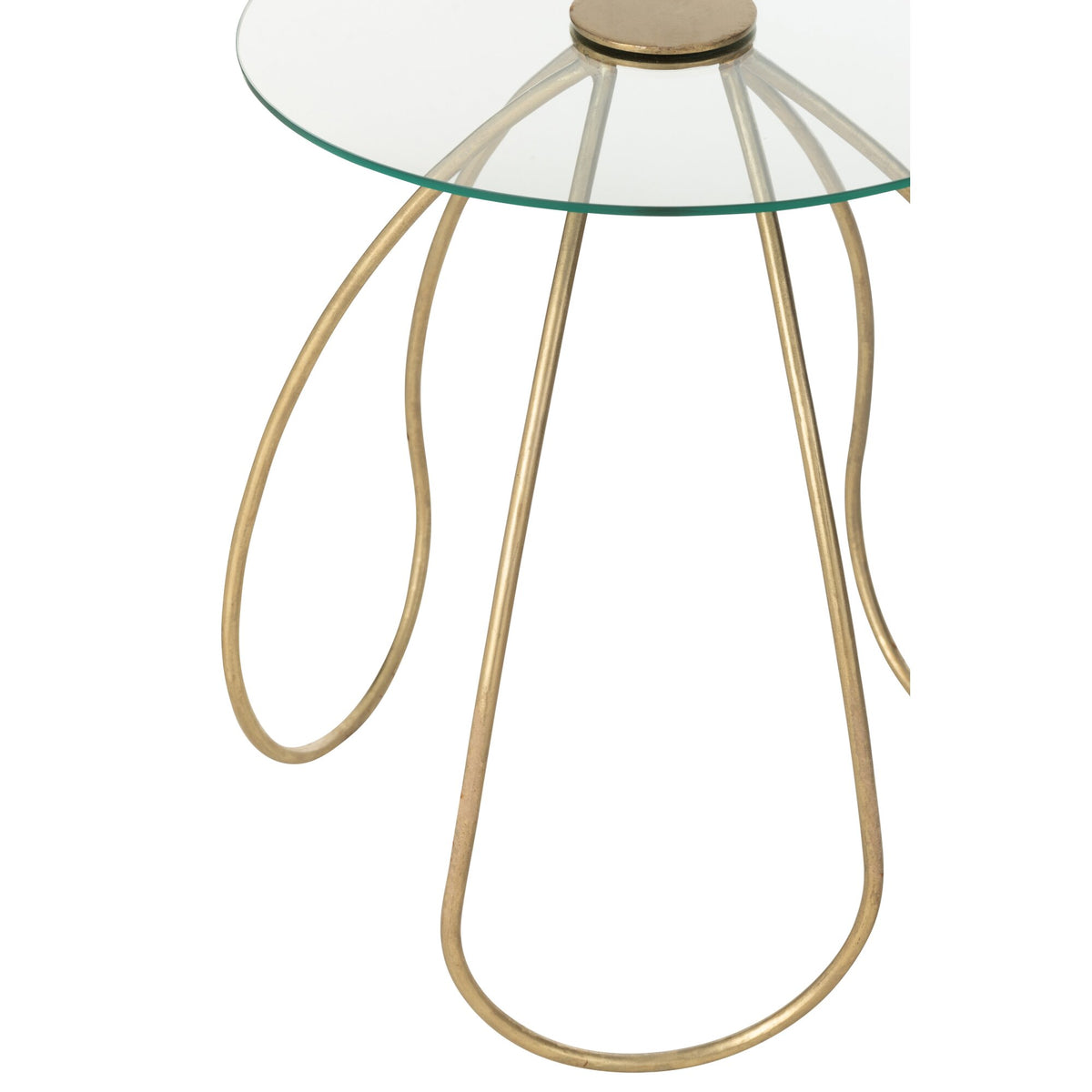 Set of 2 Side Tables Round Metal/Glass Gold J-Line