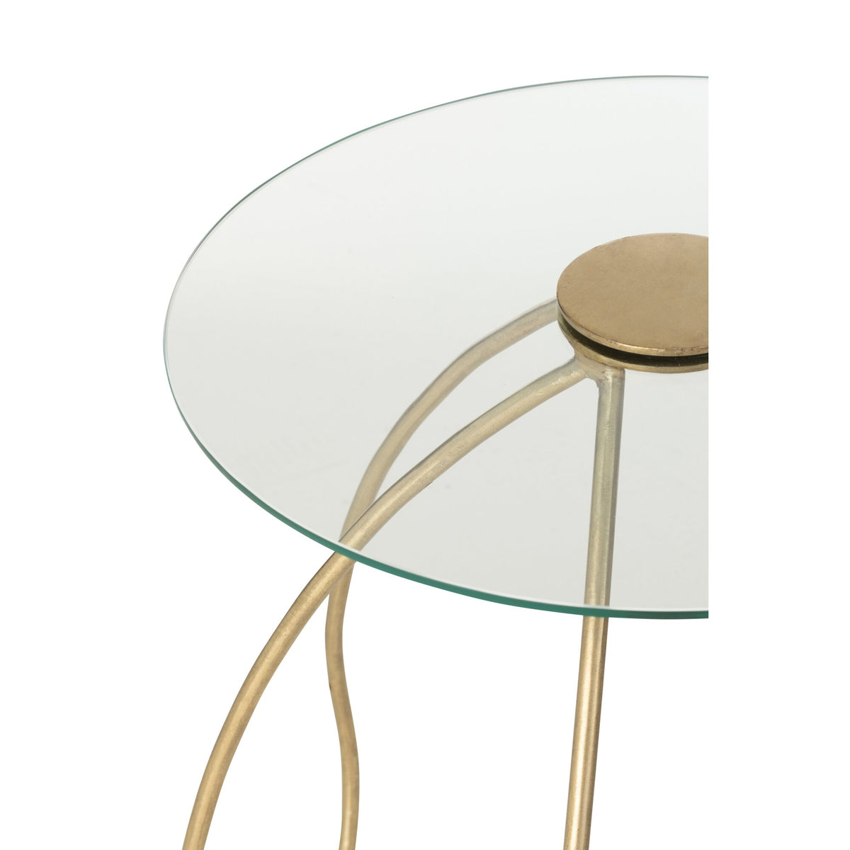 Set of 2 Side Tables Round Metal/Glass Gold J-Line