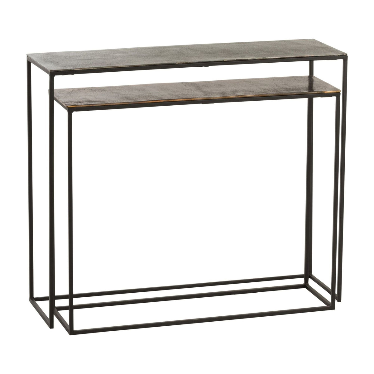 Set of 2 Rectangular Consoles Aluminum Black/Mixed J-Line