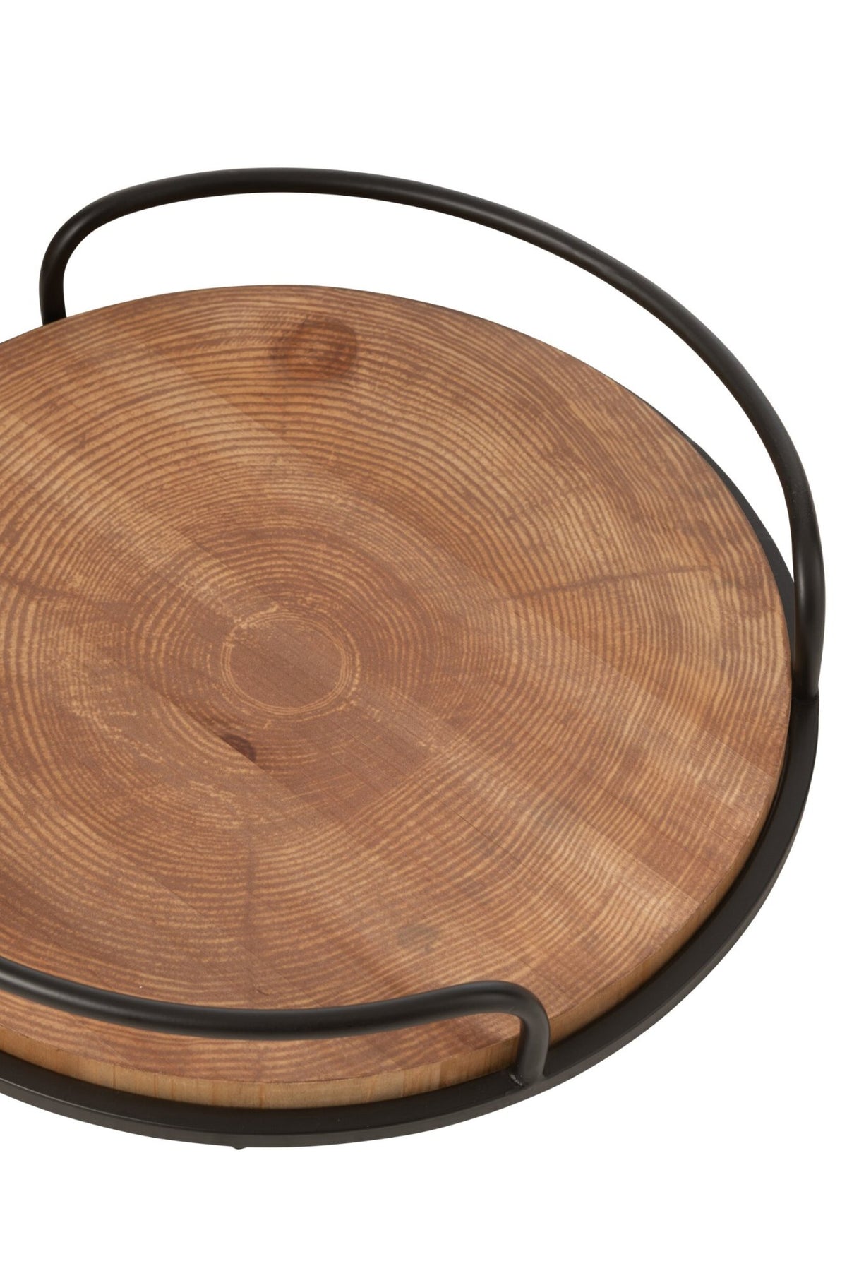 Set of 2 Round Trays MDF/Iron Natural/Black J-Line