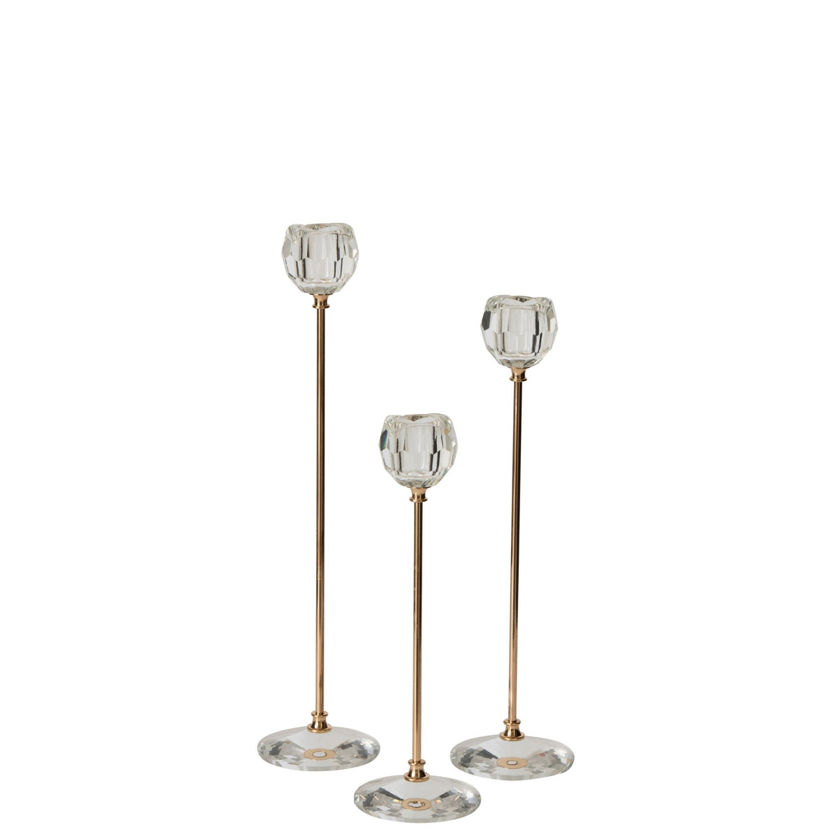 Set of 3 Clear Crystal Candlesticks J-Line