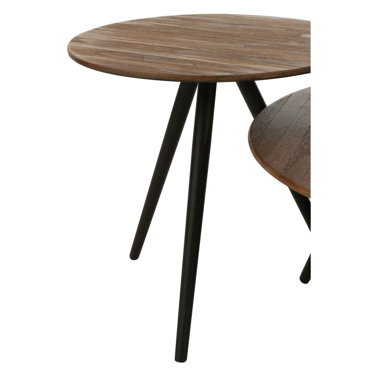 Set van 4 Bijzettafel Rond Gerecycleerd Teak Naturel J-Line