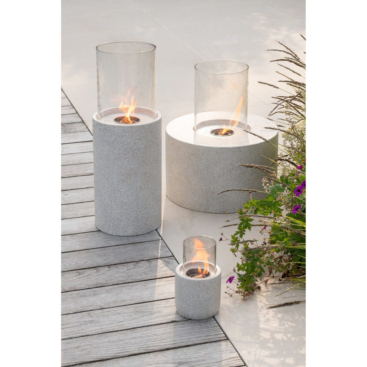 Tabletop Fire Round Bioethanol Grey Ø23x65cm