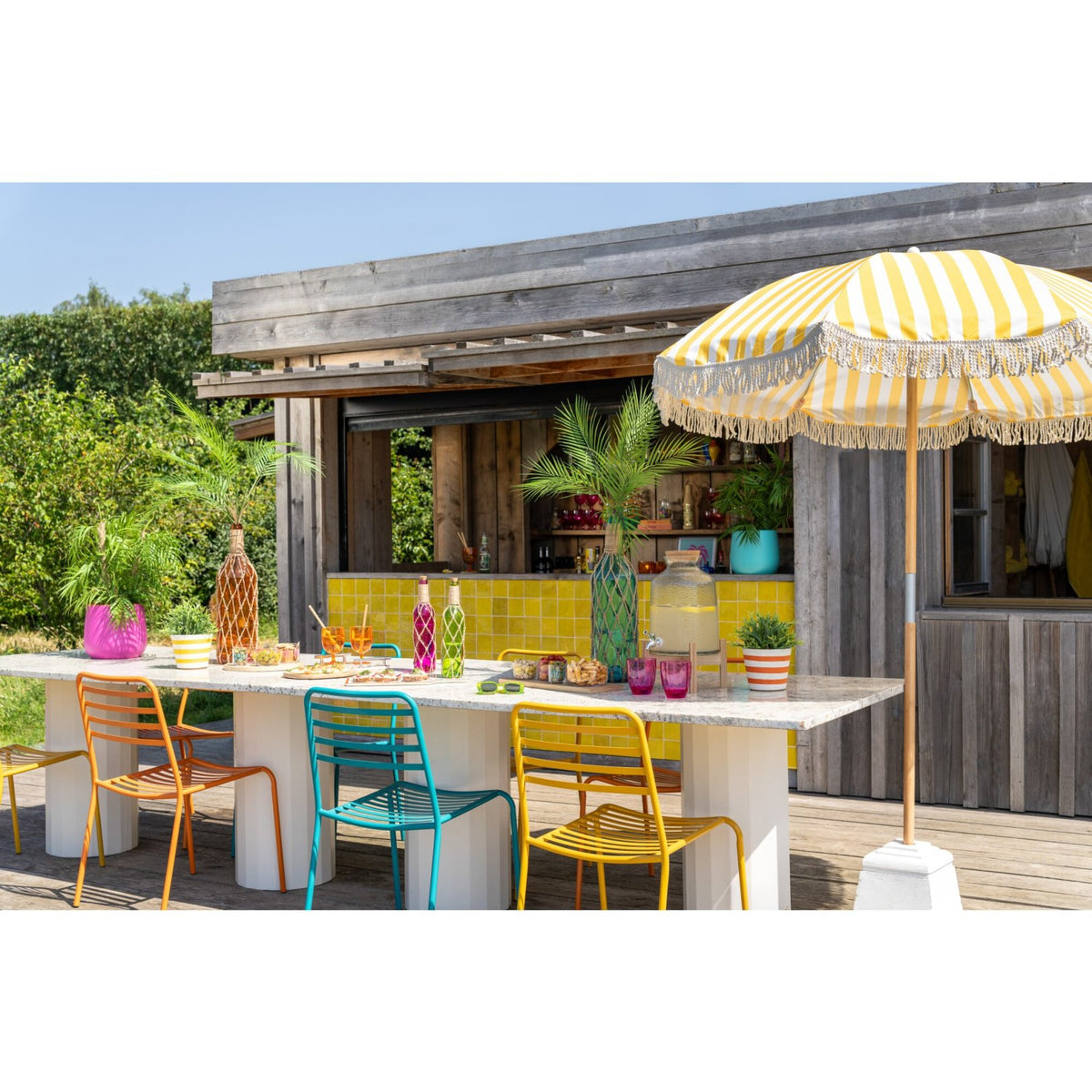 Garden Chair Striped Metal Orange J-Line
