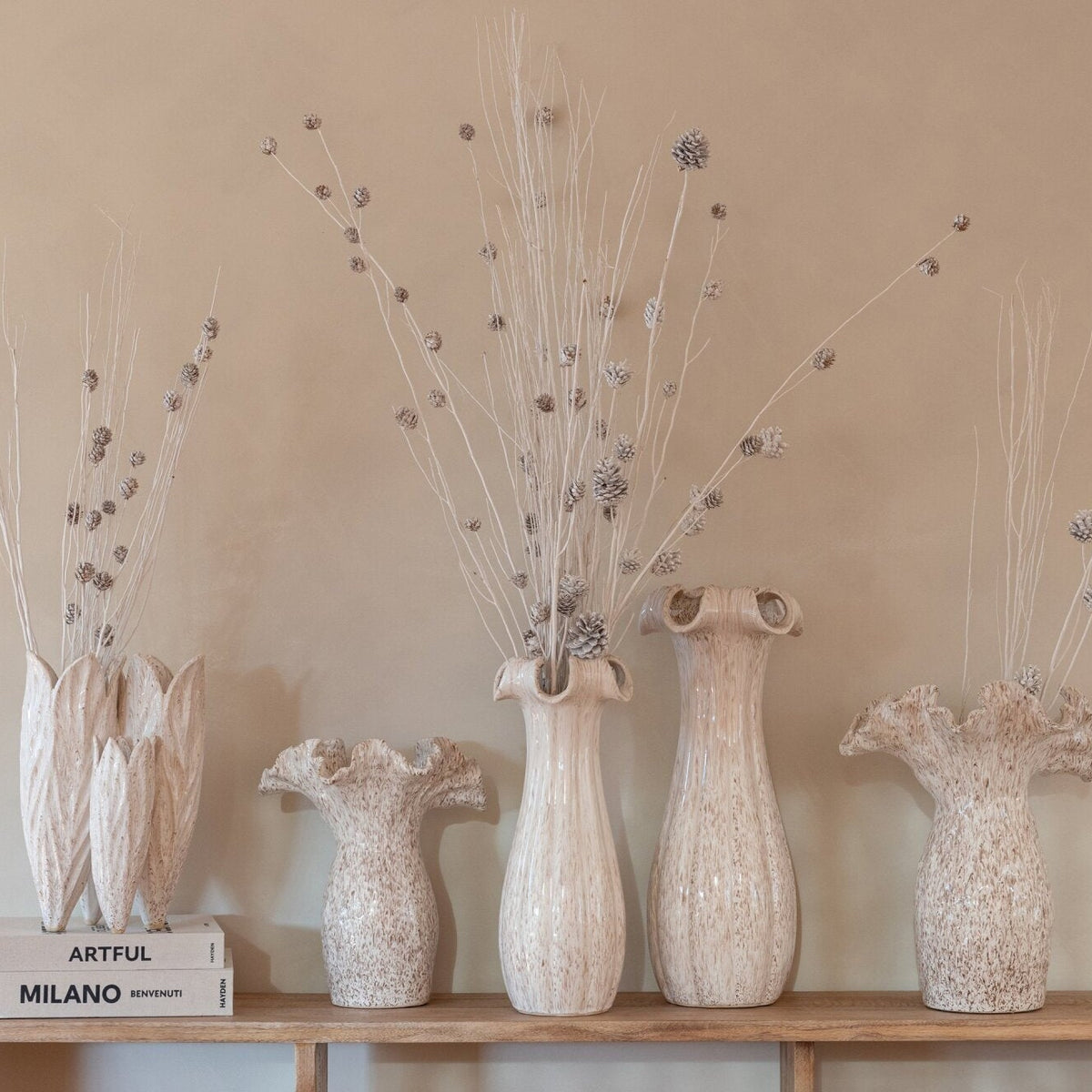 Vase Glazed Ceramic Beige Small J-Line