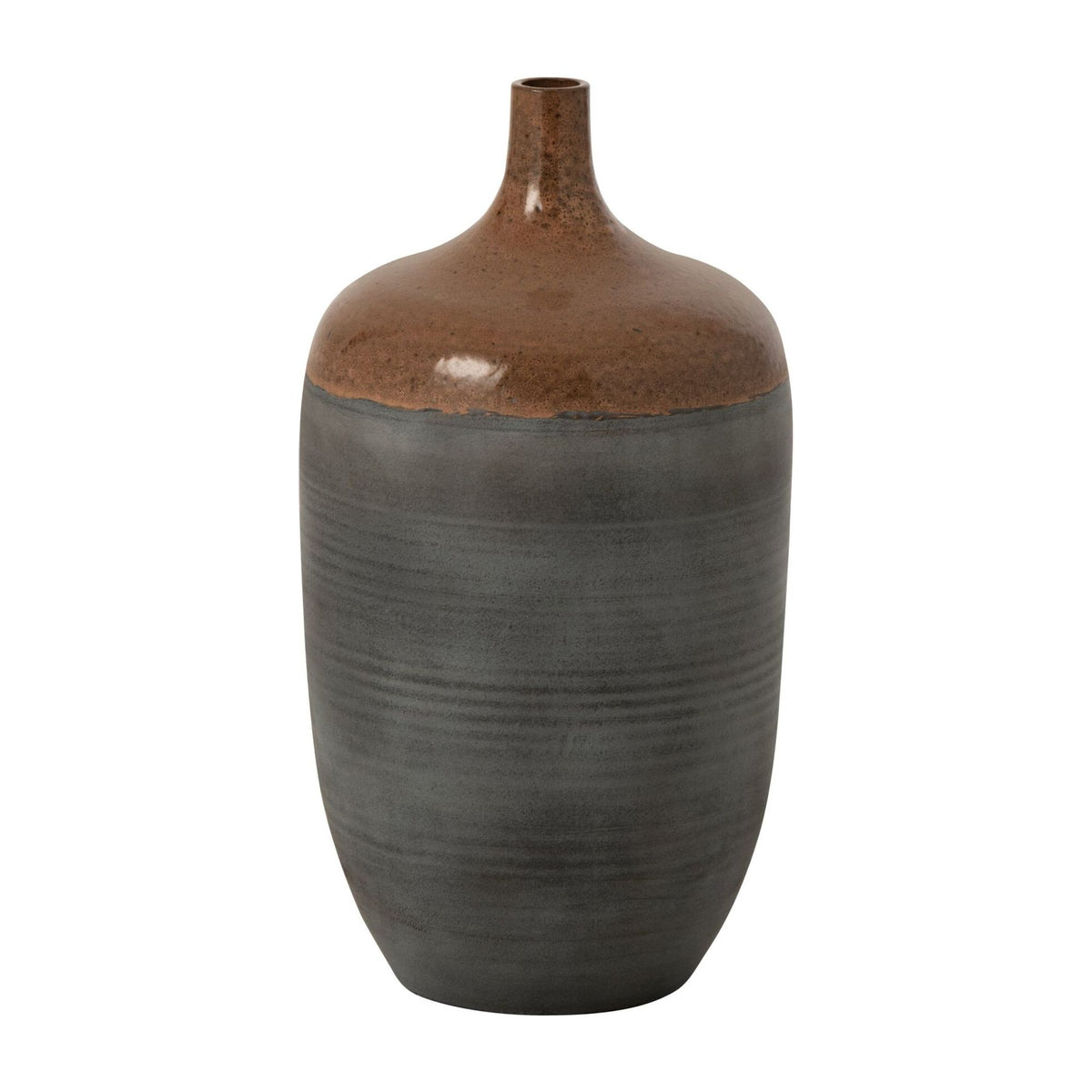 Floor Vase Bottle Ceramic Caramel/Gray-Blue Small J-Line