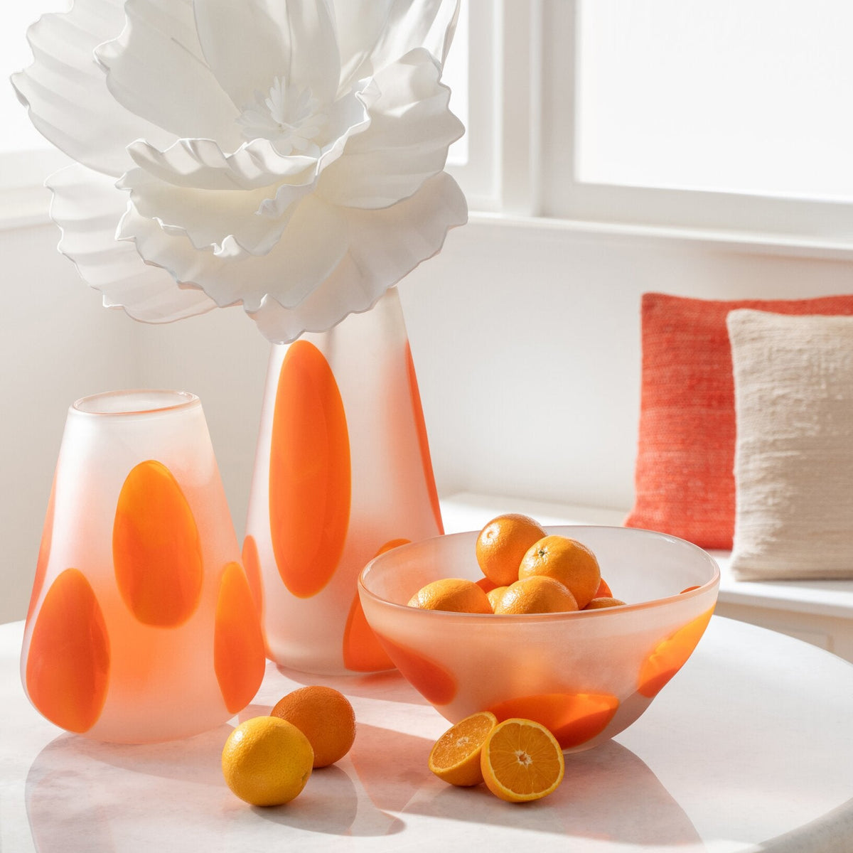 Tealight Holder Dotted Glass Dark Orange/Transparent Small J-Line