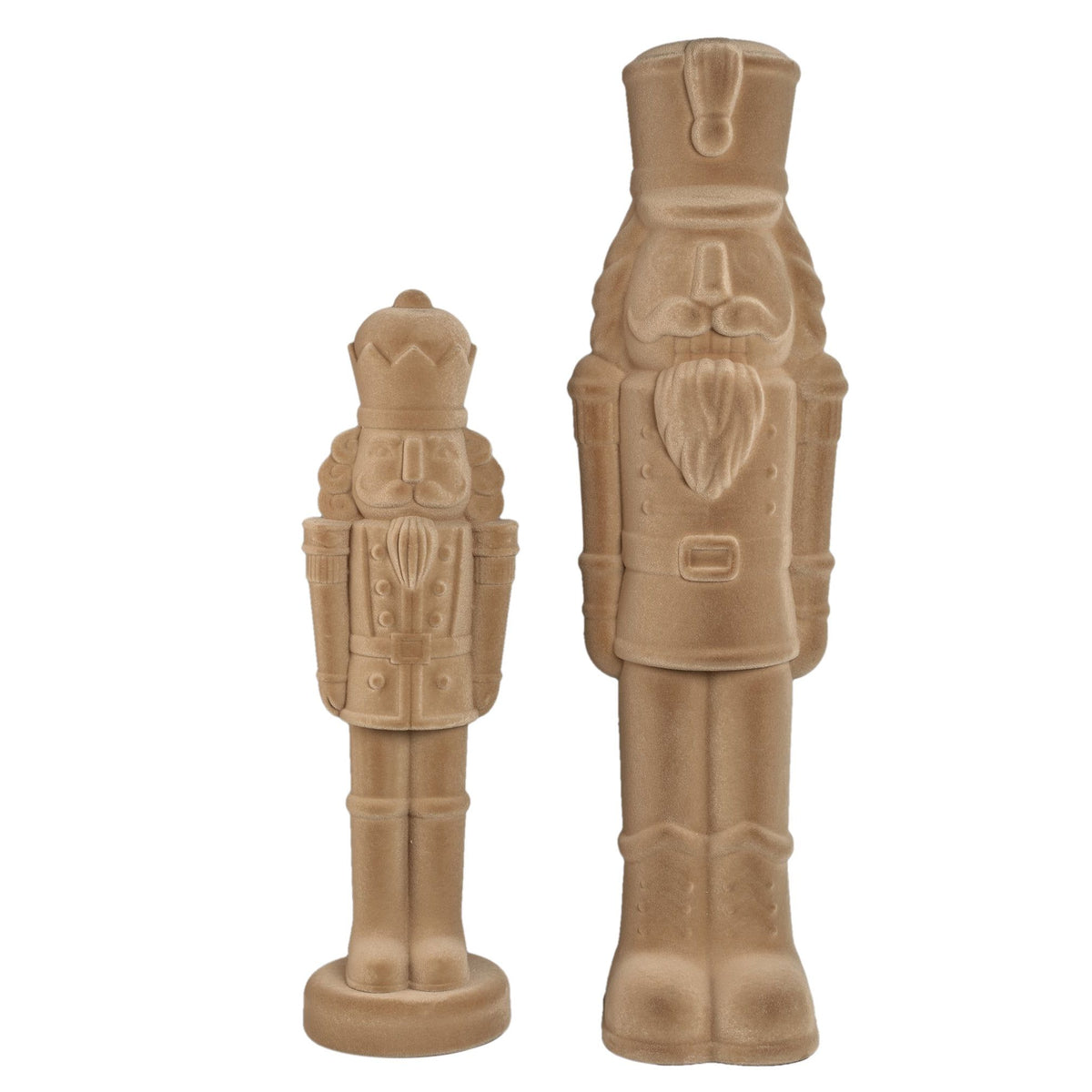 Yule Notenkraker Beige Large van PTMD, twee maten notenkrakers in beige naast elkaar op witte achtergrond