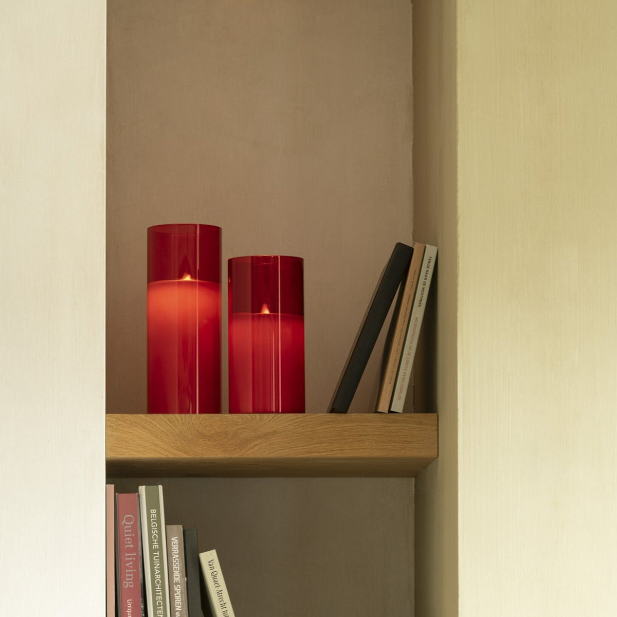 LED Lamp Blown Glass Red Medium
