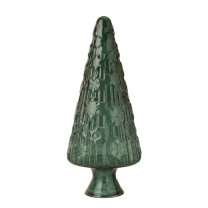 Christmas Tree Ornament Green Glass Large J-Line