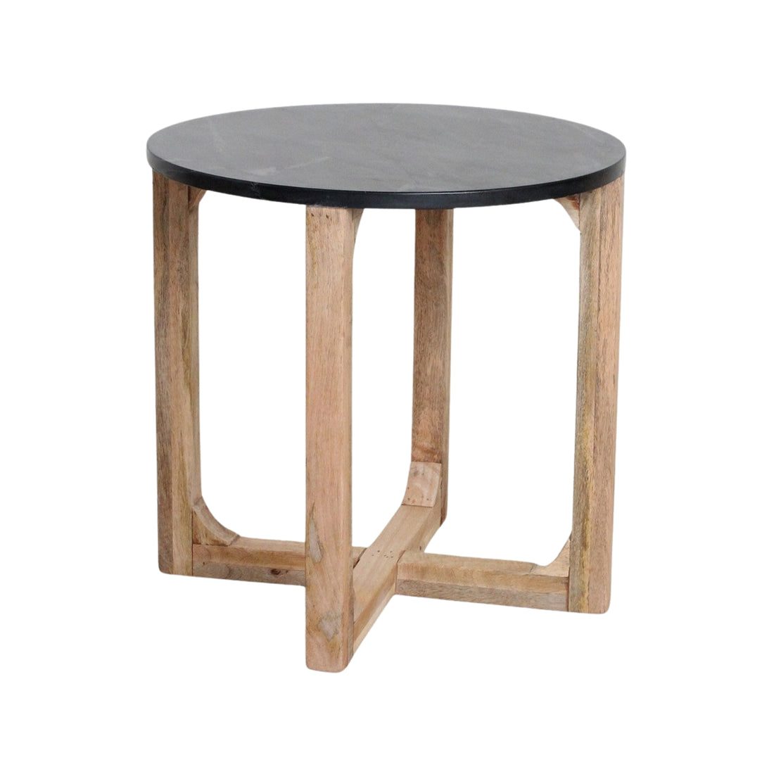 Marble Side Table Round Black Raw Materials