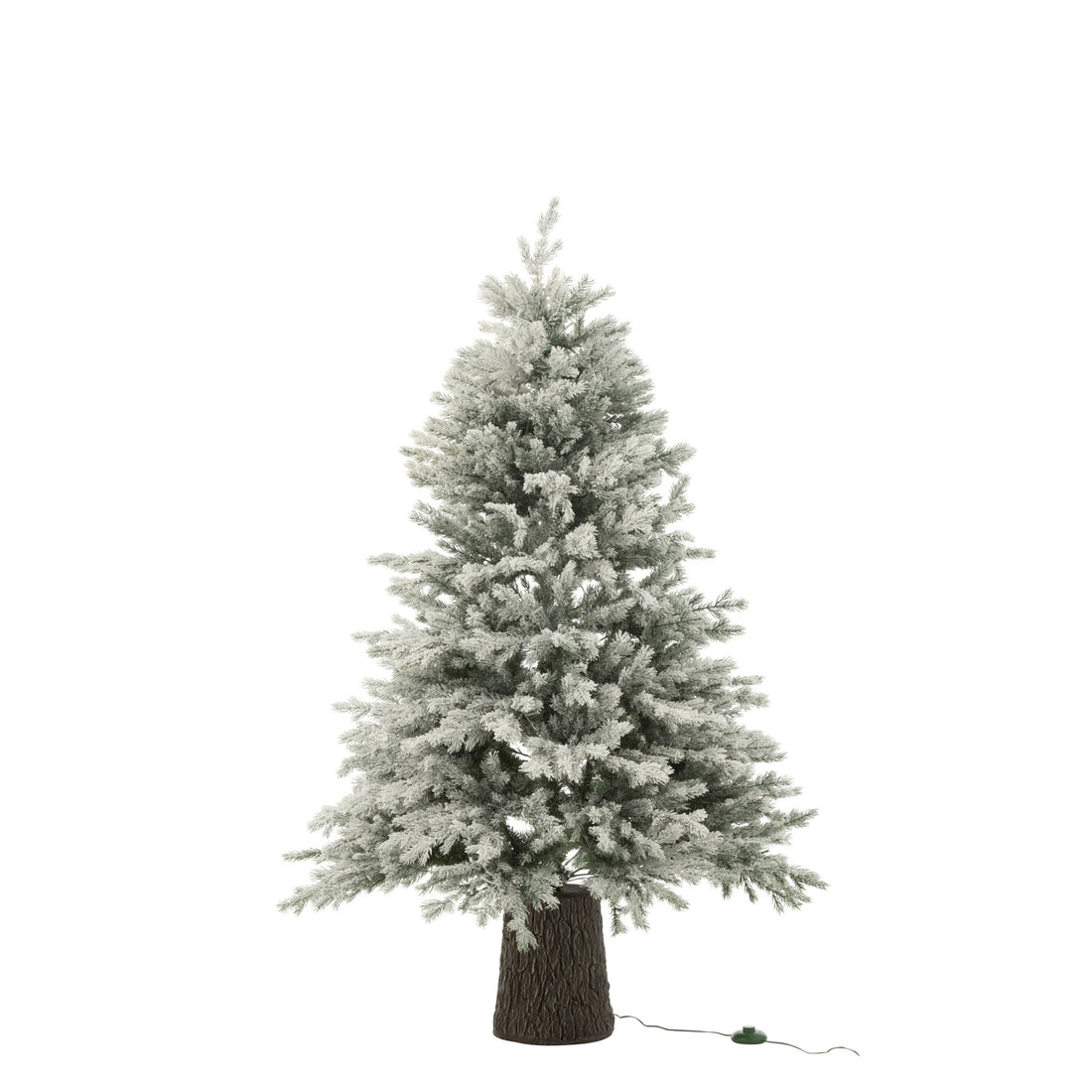 Christmas Tree 600 LEDs Wooden Stand Snow-Covered Artificial Dark Green J-Line