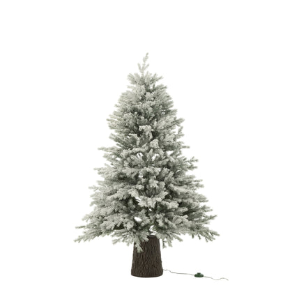 Christmas Tree 600 LEDs Wooden Stand Snow-Covered Artificial Dark Green J-Line