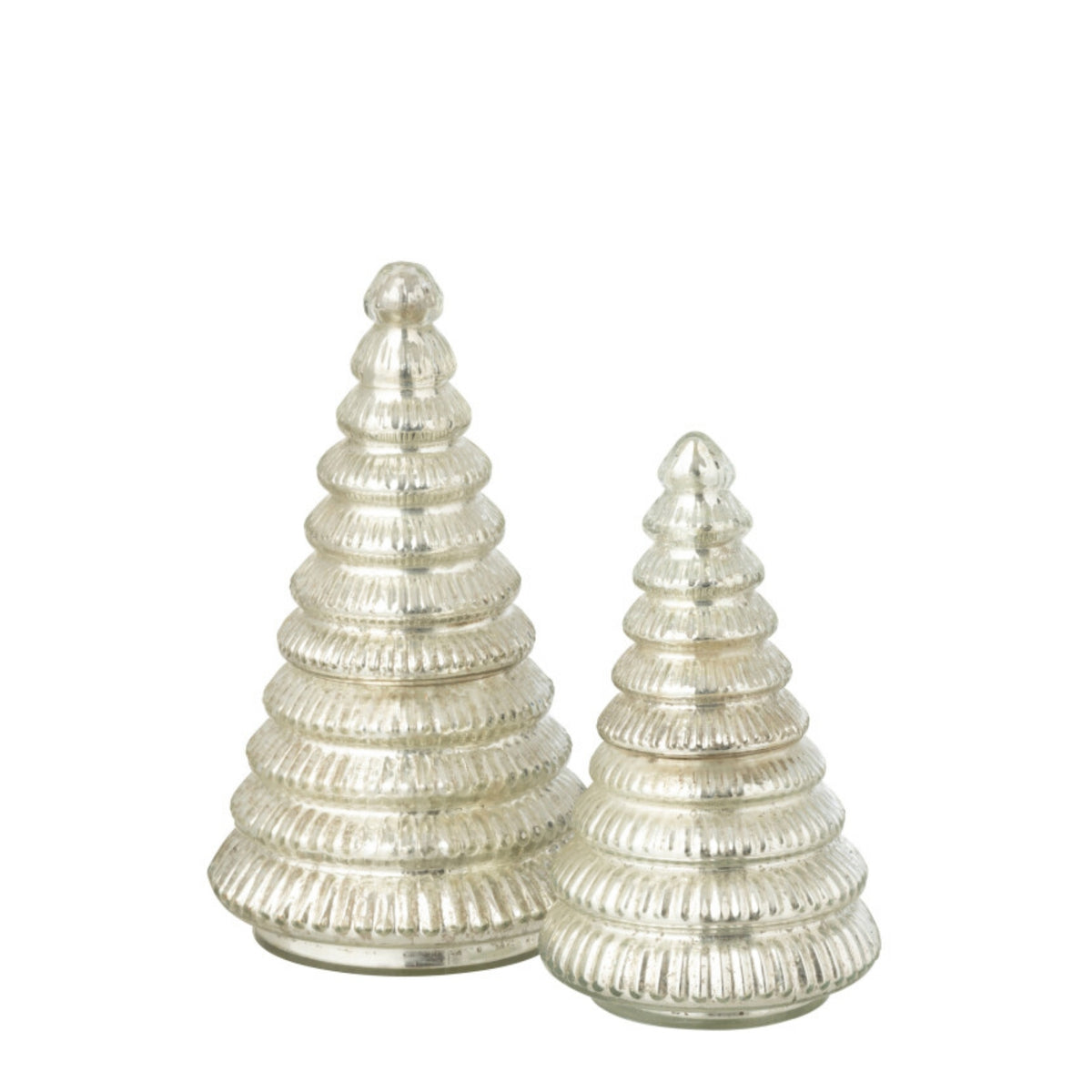 Scented Candle Christmas Tree Glass Silver J-Line Set of 2