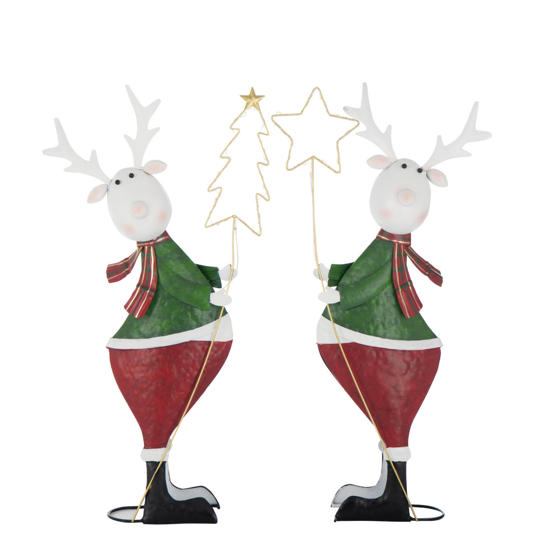 Reindeer LED Star + Tree Metal Multicolour Large Set of 2 H52cm J-Line