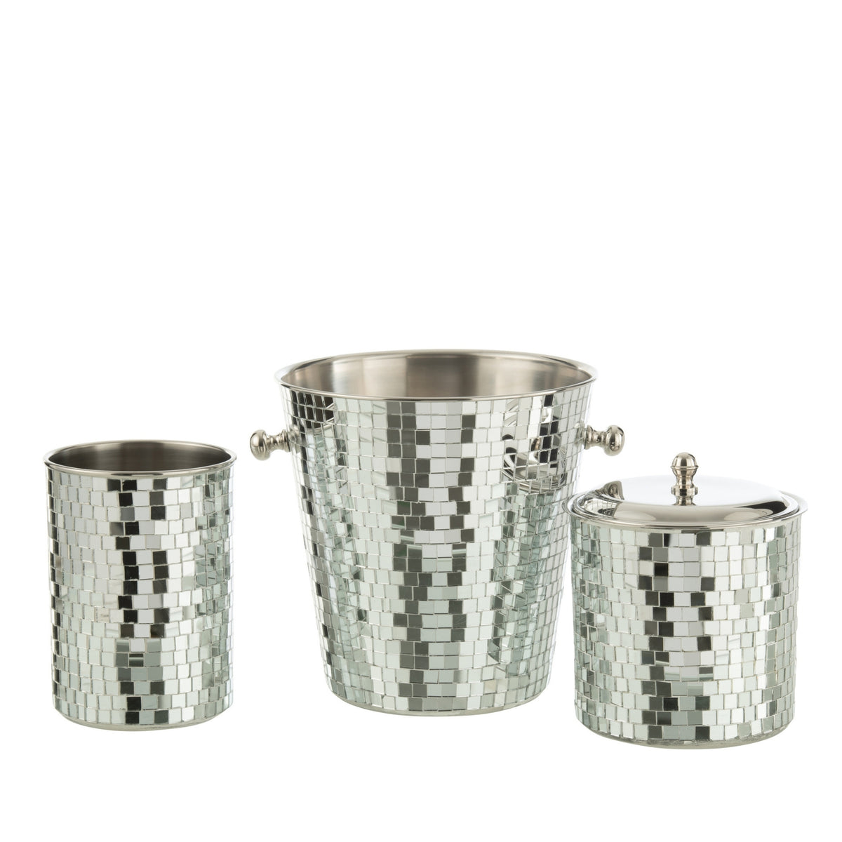 Ice Bucket Mosaic Stainless Steel Silver J-Line