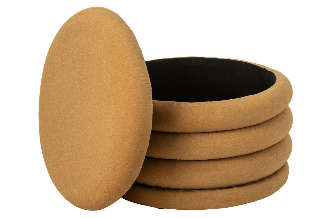 Pouf Mich Plywood/Fabric Ochre Yellow J-Line