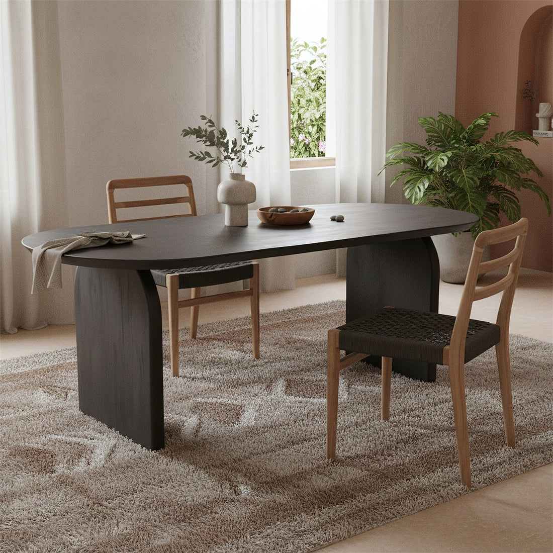 Dining table Bullnose Black 180cm Raw Materials