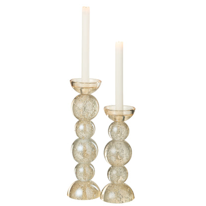 Glass Champagne-Colored Candle Holder Set of 2 J-Line