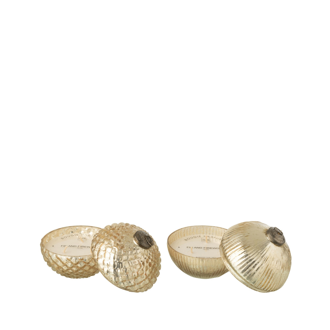 Scented Candle Christmas Bauble Glass Gold-Colored Small Set of 2 J-Line