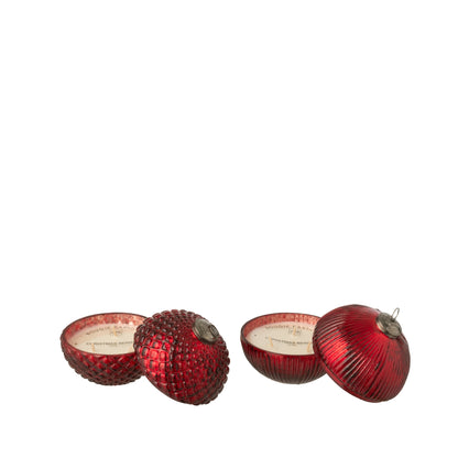 Scented Candle Christmas Bauble Glass Christmas Red Small Set of 2 J-Line