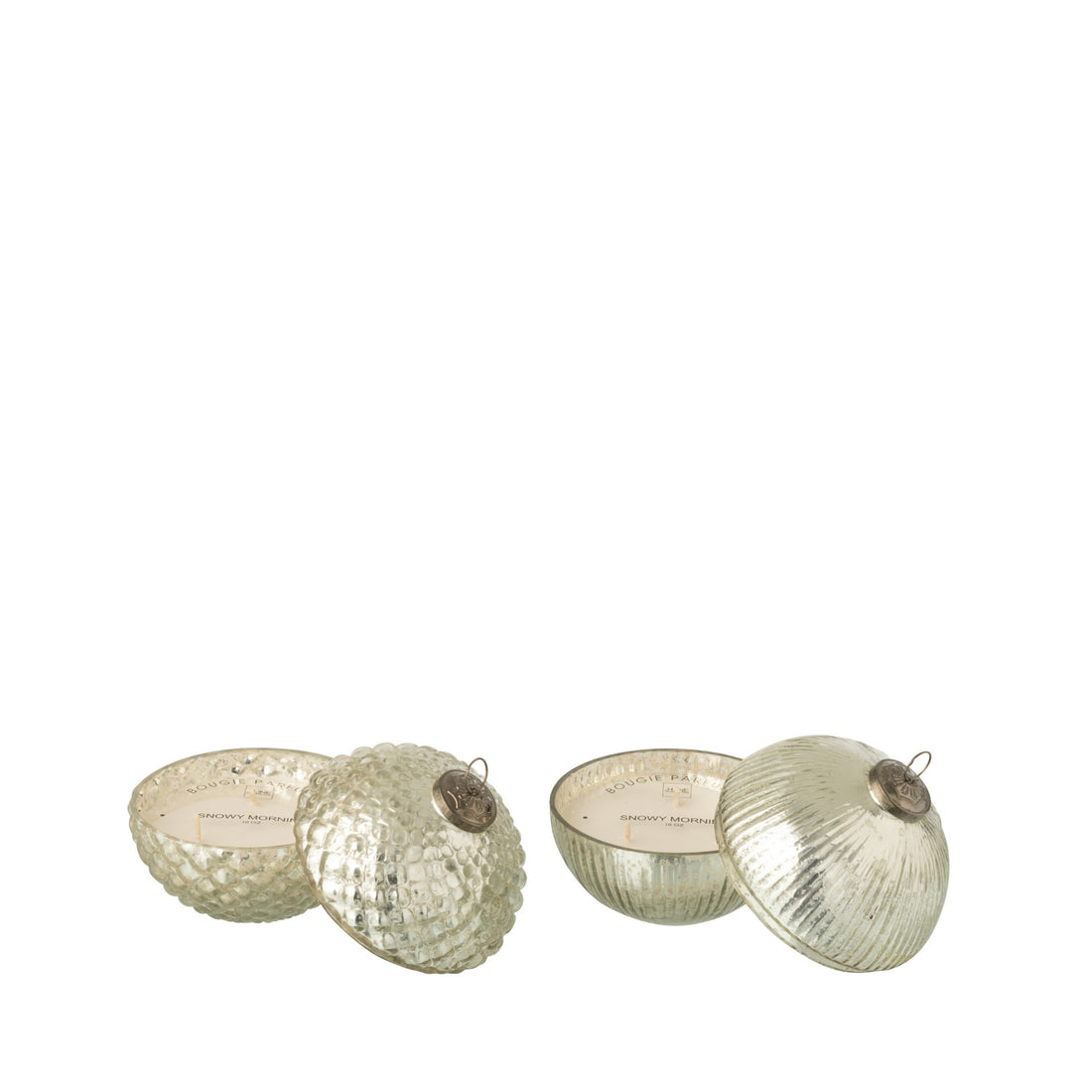 Scented Candle Christmas Bauble Glass Silver-colored Small J-Line Set of 2