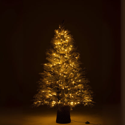 Christmas Tree 600 LEDs Wooden Stand Snow-Covered Artificial Dark Green J-Line