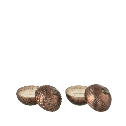 Scented Candle Christmas Bauble Glass Brown Small Set of 2 J-Line