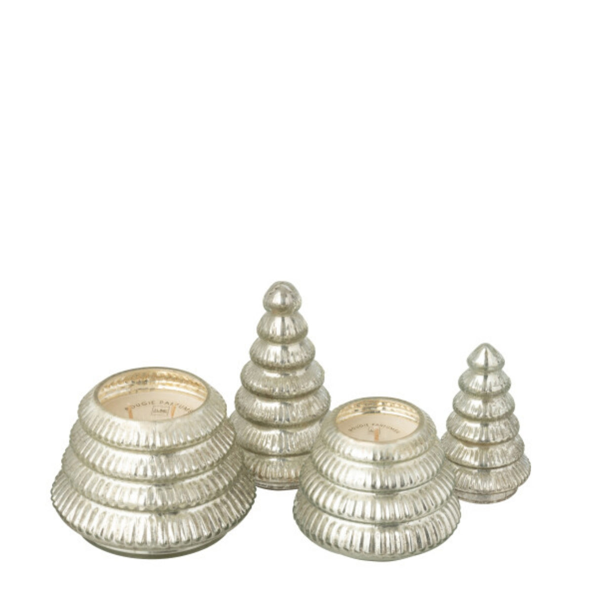 Scented Candle Christmas Tree Glass Silver J-Line Set of 2