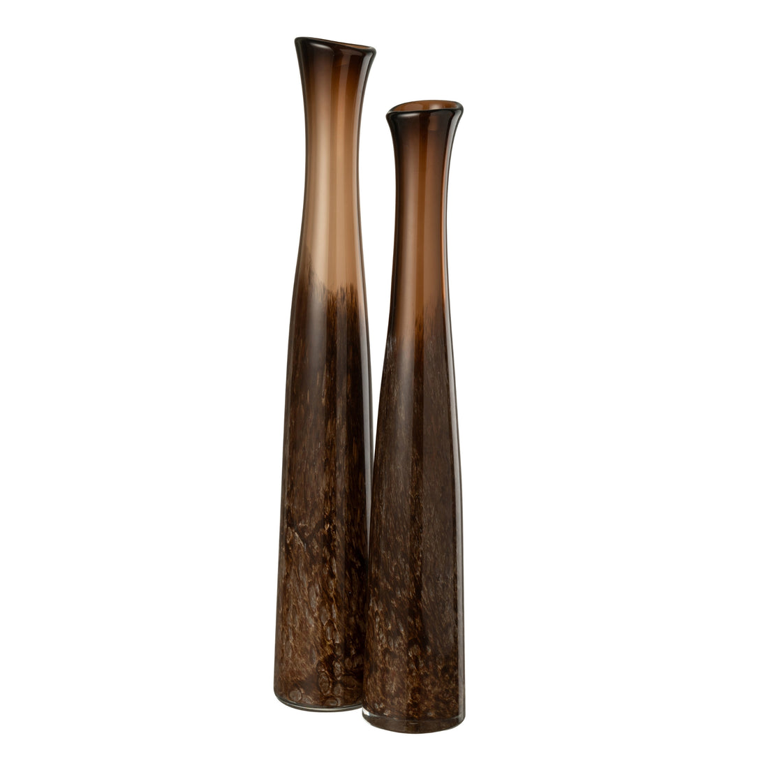 Dark Brown Glass Vase Cylinder J-Line Set of 2