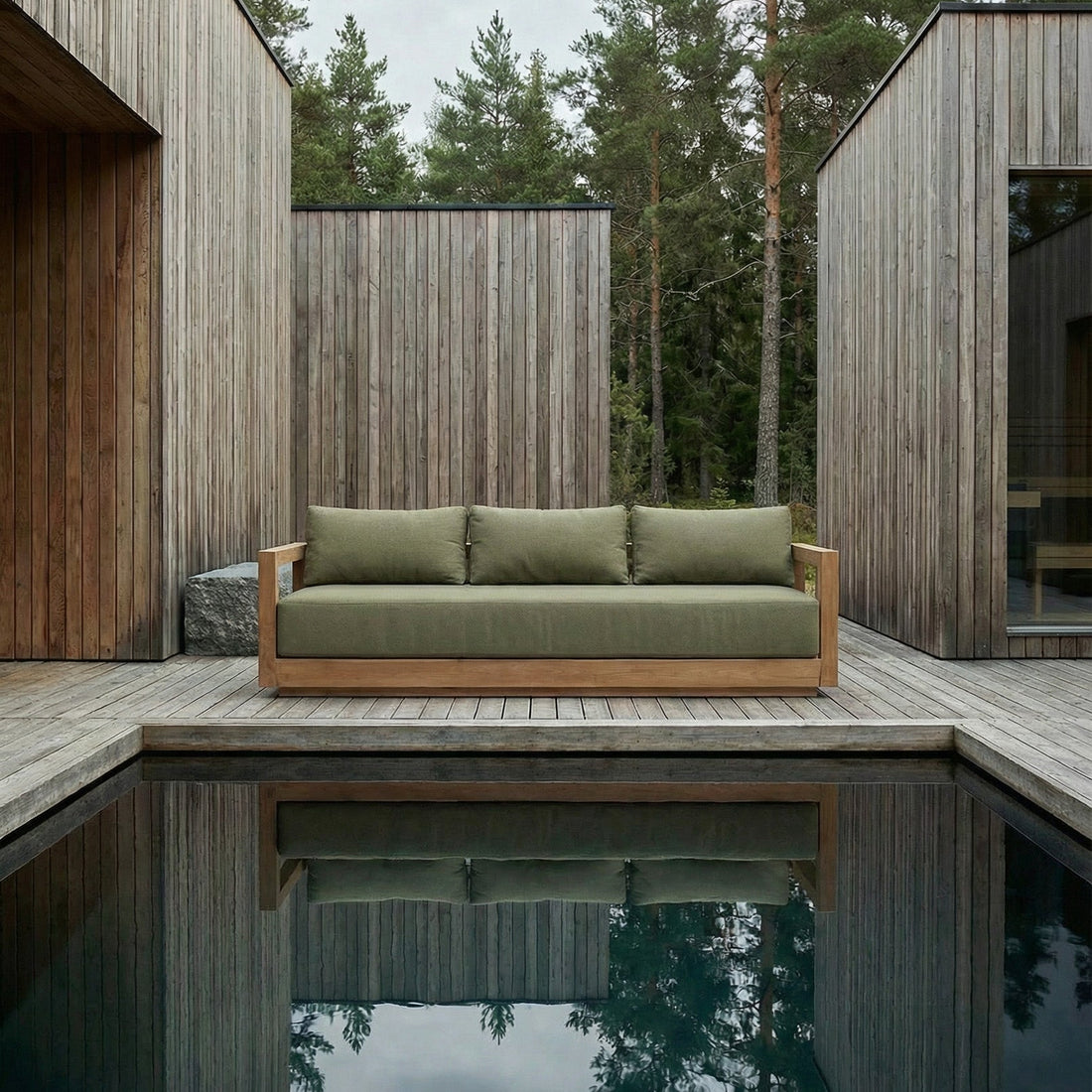 The Umalas Three-Seater Sofa Outdoor Green Alga Bazar Bizarre