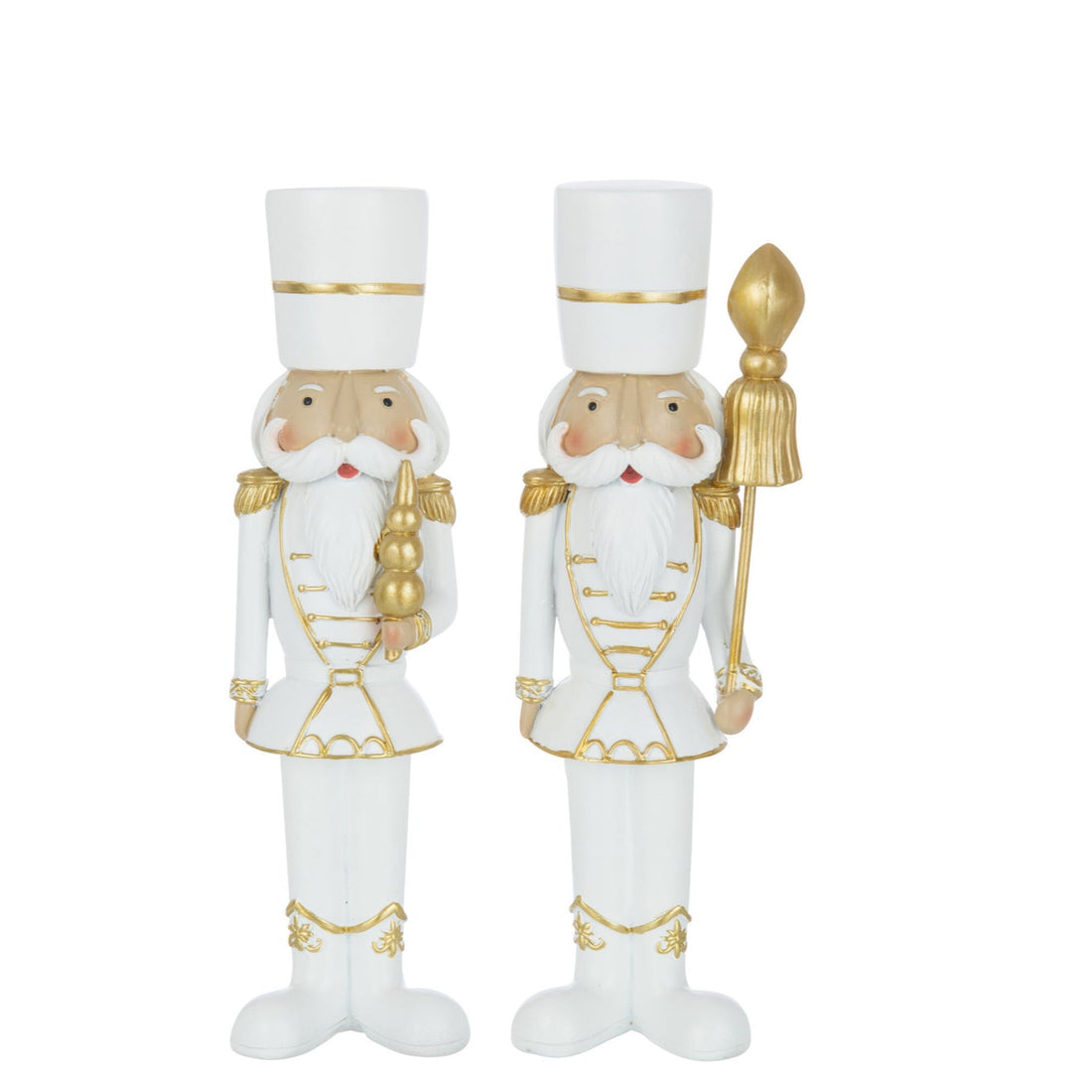 Nutcracker Resin White/Gold Large Set of 2 H26cm J-Line