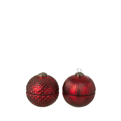 Scented Candle Christmas Bauble Glass Christmas Red Small Set of 2 J-Line