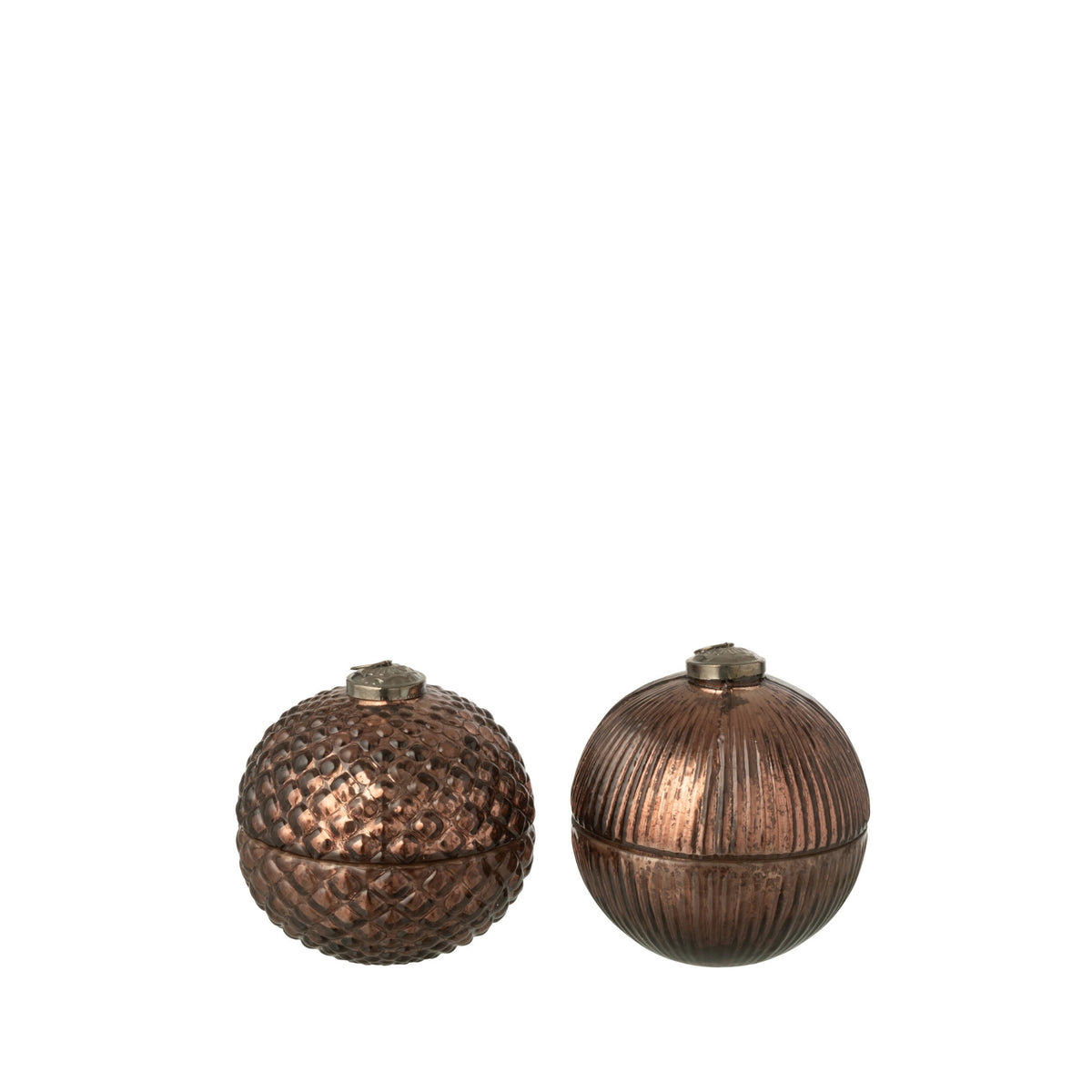 Scented Candle Christmas Bauble Glass Brown Small Set of 2 J-Line