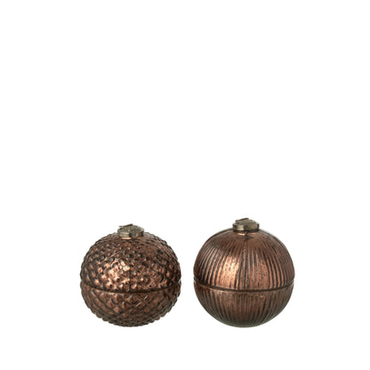 Scented Candle Christmas Bauble Glass Brown Small Set of 2 J-Line