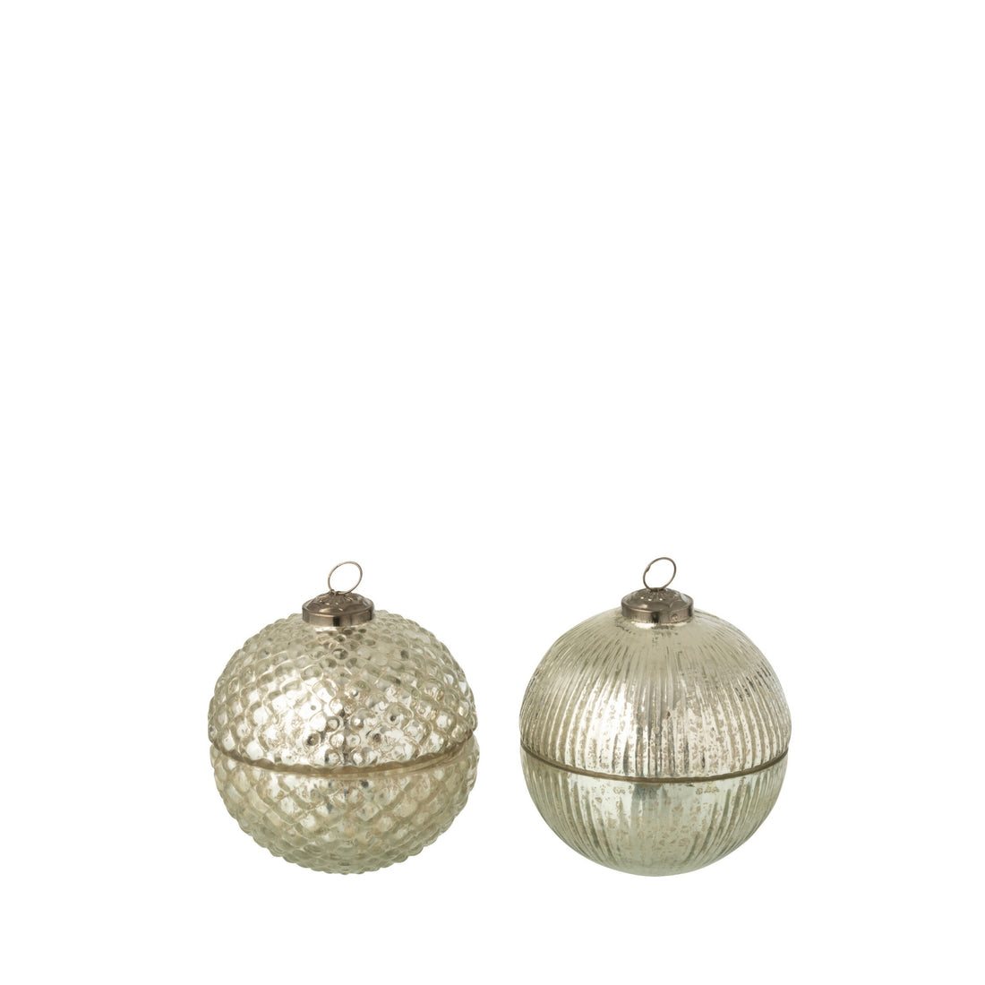 Scented Candle Christmas Bauble Glass Silver-colored Small J-Line Set of 2