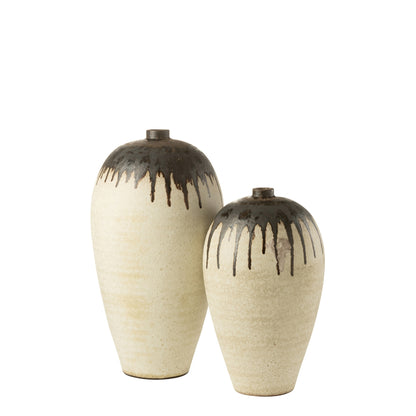Lombok Ceramic Vase Beige/Brown Large Ø38xH72cm J-Line